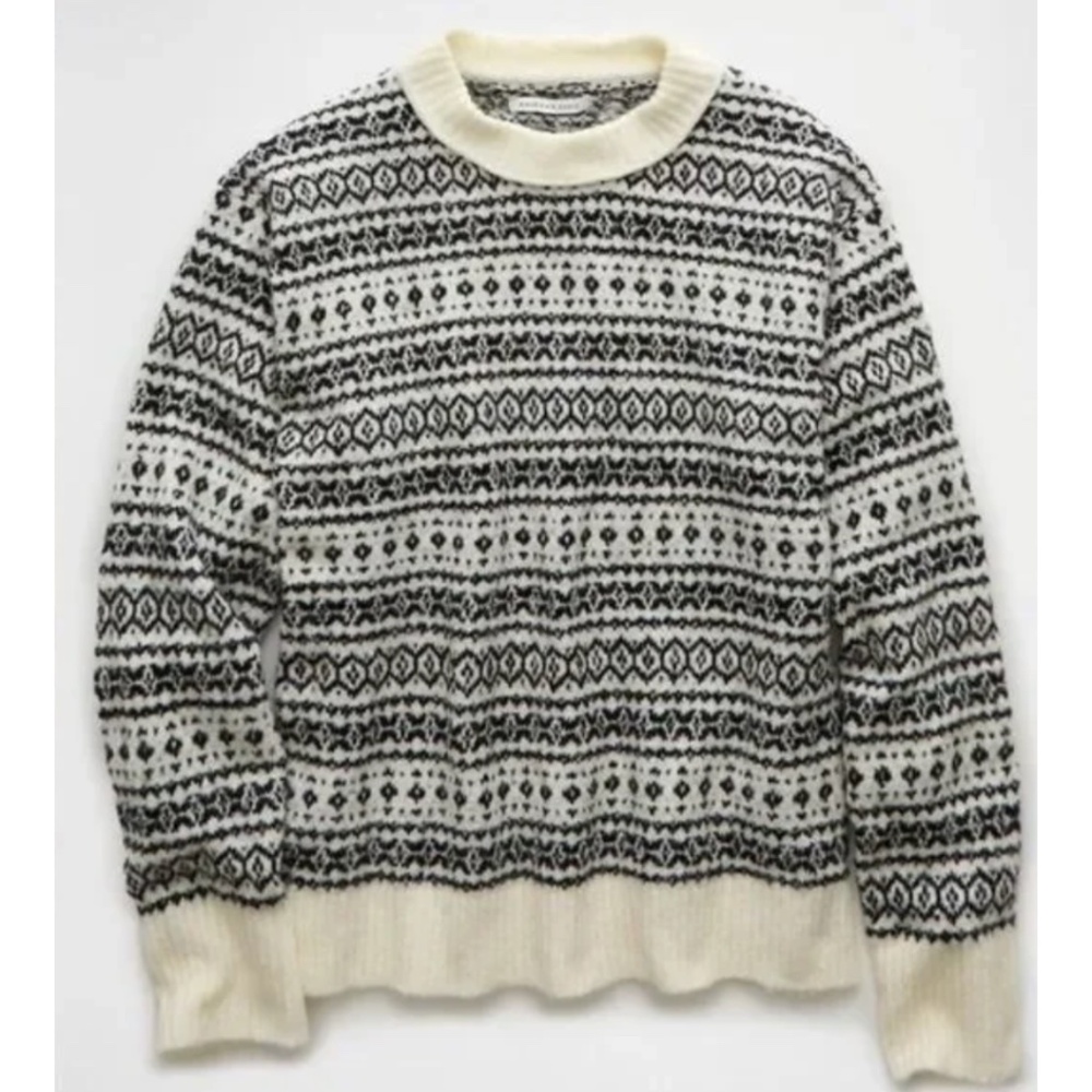 AE Whoa So Soft Crewneck Sweater in Black & White